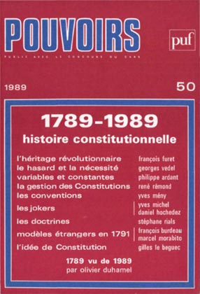Couverture du numéro 1789-1989 Histoire constitutionnelle