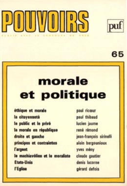 Couverture du numéro Morale et politique